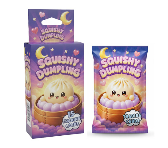 SQUISHY DUMPLING Carte Collezionabili (15 carte) in box 12,5x7cm In bustine da 5 carte(11,5x6cm) (In deck da 3 bustine)…x40